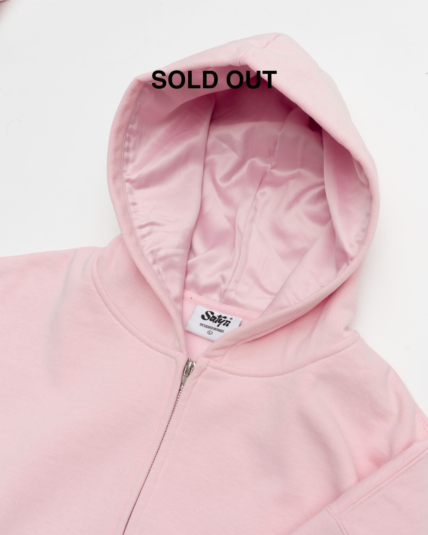 Kapuzenpullover mit Reißverschluss innen aus Satin